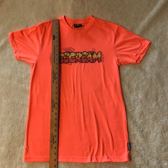 Billionaire Boys Club Ice Cream Bright Orange Spider Webs T Size S Like New! - Picture 2 of 8